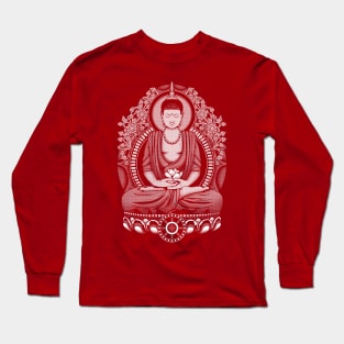 Gautama Buddha White Halftone Long Sleeve T-Shirt